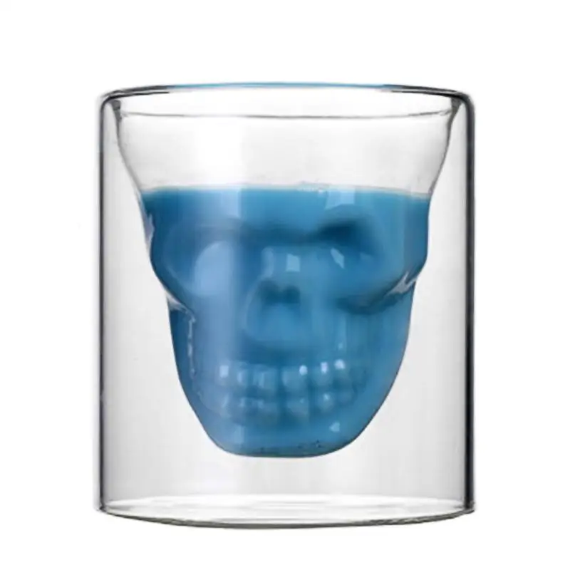 1 шт. стеклянный стакан с черепом двойной Слои прозрачный Стекло Чашка для пива для домашнего бара пива контейнер для воды Drinkware Прямая