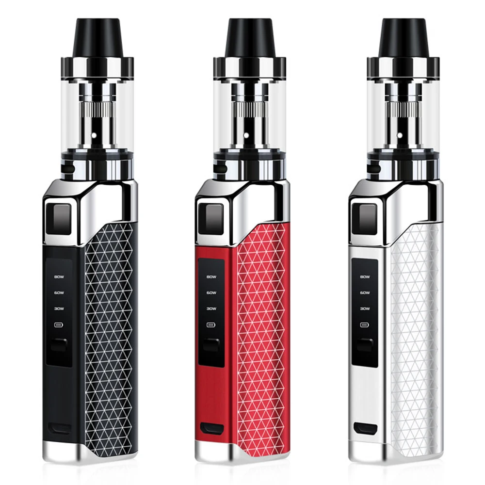 

Original 80W Electronic Cigarette box Kit Vape mod hookah 2.0ml e-cigarette atomizer metal body Vaper smoke 1300mAh battery