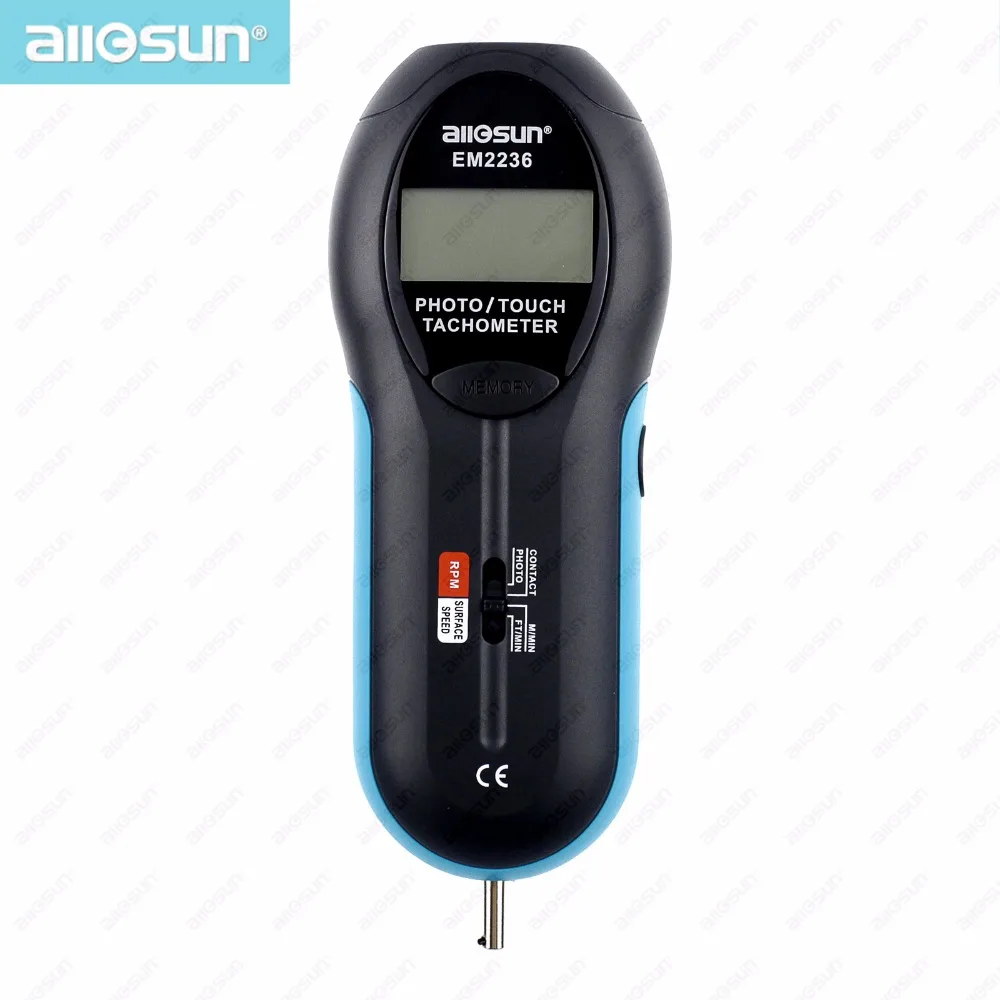 

Digital Tachometer LCD Display Surface Linear Velocity Meter Handheld RPM Gauge Rotate Speed Tester All Sun EM2236