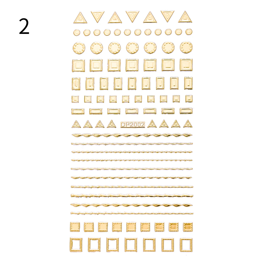 Золотые 3D наклейки для ногтей, полосы, геометрические сердца, самоклеющиеся наклейки для нейл-арта, переводные наклейки s, декор для маникюра 11,5*6 см - Цвет: Pattern 2