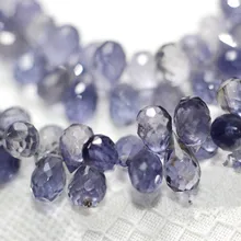 Цельные бусины россыпью из иолита, граненые капли, 7-8 мм, для изготовления ювелирных изделий своими руками, FPPJ, бусин, натуральный драгоценный камень