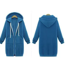 2018 New Hoodies Dress Oversize Cacual Zipper Up Autumn Women Long Sweatshirt Plus Size with Big Pockets for Women Winter Coat