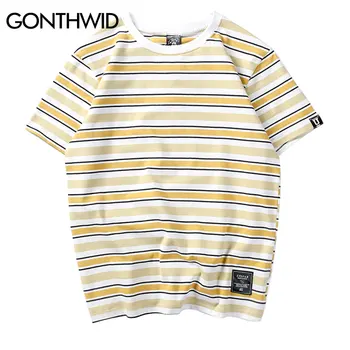 

2019 Harajuku Stripe T Shirts Men/Women Hip Hop Casual Cotton Short Sleeve Tops Tees Summer Fashion Tshirts Black Red Pink