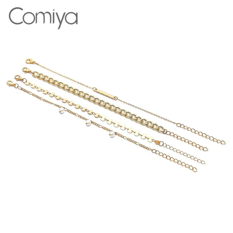 Набор дизайнерских браслетов Comiya в стиле бохо, этнические винтажные аксессуары, цепочка золотого цвета из цинкового сплава, браслет для женщин