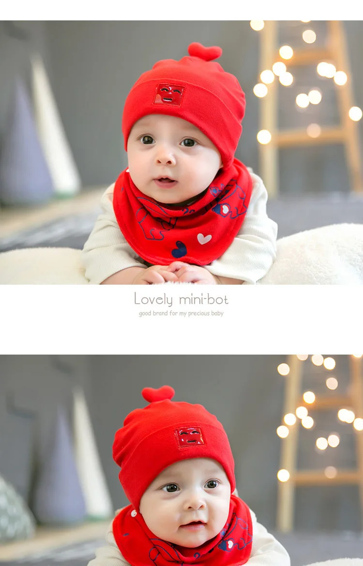 CieiK Baby Hat and Scarf Set Cotton Winter Hats for Kids Newborn Warm Cute Cartoon beanie Ear Protect Infant Crochet Photography (9)