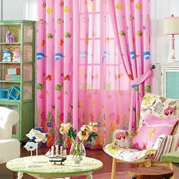 

Eco-friendly Cartoon ocean sea fish children bedroom window curtain girls Kids boys window blackout curtain shading curtain AA11