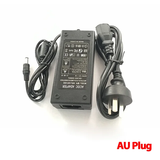 HKIXDISTE 12V Power supply for led strip EU/US/UK/AU adapter AC110-240V to DC12V 5A plug transformer Power Adapter for camera 5