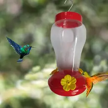 Plastics Bird Water Feeder Bottle Hanging Hummingbird Feeder Garden Outdoor Plastic Flower Iron Hook Bird Feeder Quick Delivery