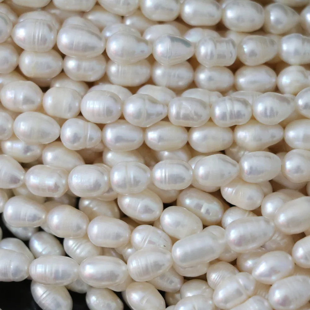 Top quality 7-8mm natural white freshwater pearl beads rice charms elegant fashion diy women gift jewelry 15inch B1340