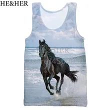Со скачущими лошадьми, 3D Печатный унисекс Топ на бретелях для мужчин, модный крутой летний топ на бретелях для работы, Мужские Женские топы, топ на бретелях