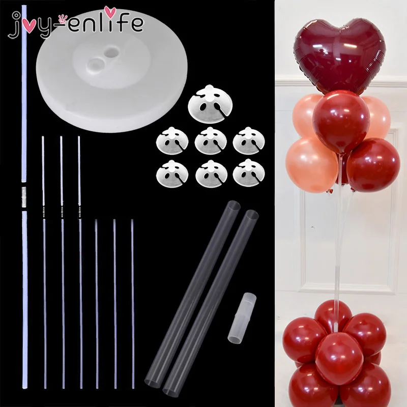 

Balloon Stand Kits Plastic Column Stand with Base and Pole Latex Ballons Chain Clips for Birthday Wedding Party Decoration