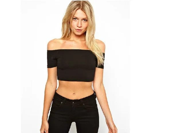 Женский короткий топ с открытыми плечами черный и белый|harajuku crop top|crop topcrop top black |
