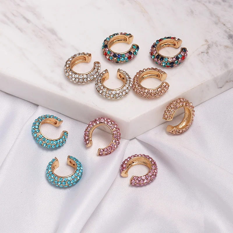 

JURAN New Arrived Trendy Luxury Rhinestone Gems Hoop Earrings For Women Jewelry Fashion Statement Earrings Accessories Hot Sale
