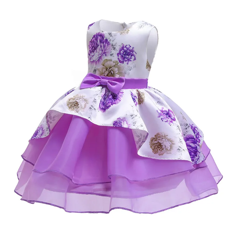 Детское платье нарядное платье принцессы без рукавов с бантом для маленьких девочек, костюм для девочек 2, 3, 4, 5, 6, 7, 8, 9, 10 лет