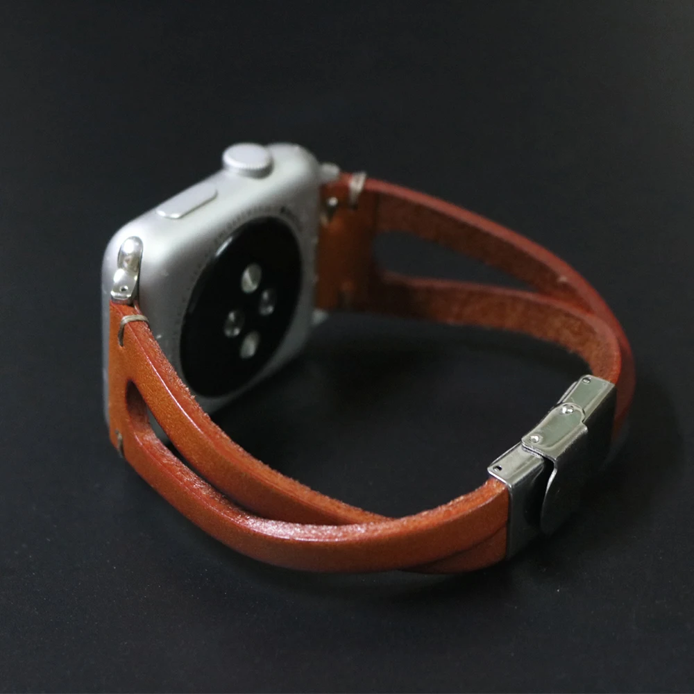 

Handmade Simple Cowhide Leather Band for Apple Watch 38mm 40mm Series 1 2 3 4 Cowhide Band for iWatch Strap 42mm 44mm Bracelet