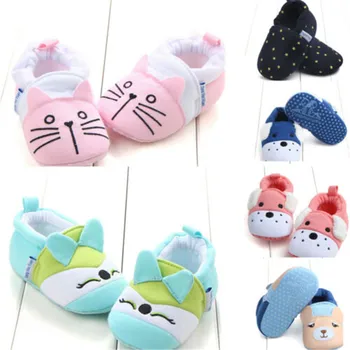 

2019 Baby Toddler Soft Cute Cartoon Animal Cotton Shoes Toddler Anti-slip Slipper prewalker First Walker