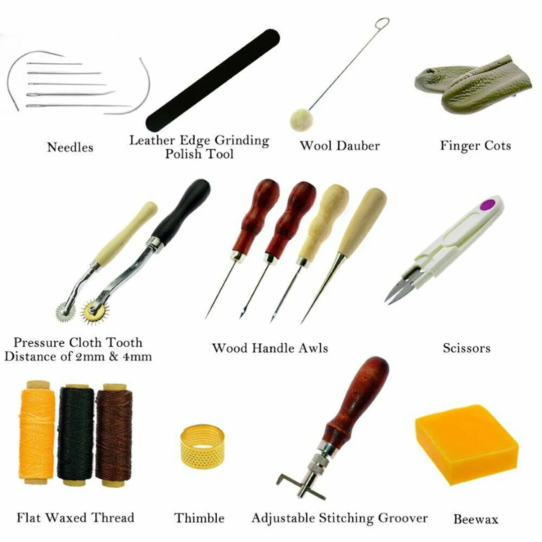 

22Pcs Leather Working Tools Kit Set Stitching Making Groover Needle Awl Sewing Craft Shoe Repair Tools Supplies