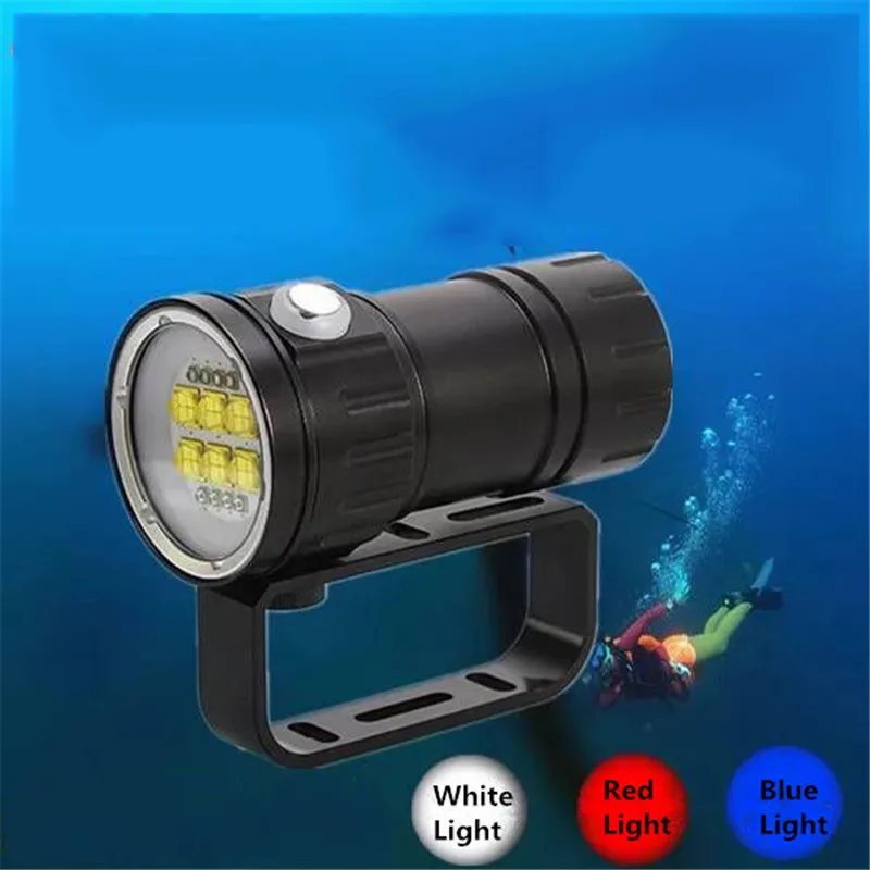 

CLAITE 28800 Lumens Waterproof Scuba Diving Flashlight 18650 Underwater 80M LED Photography Video Lamp with 7 Modes