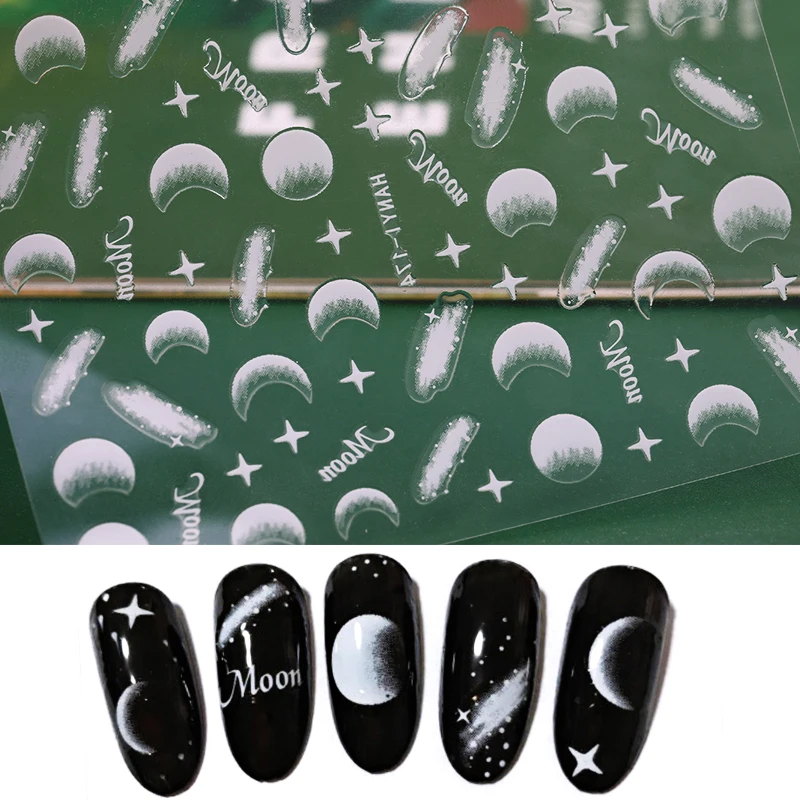 HNUIX 1 Sheet Lotus Nail Sticker White Transparent 3D Flower Nail Art Stickers Nail Stickers Nail D