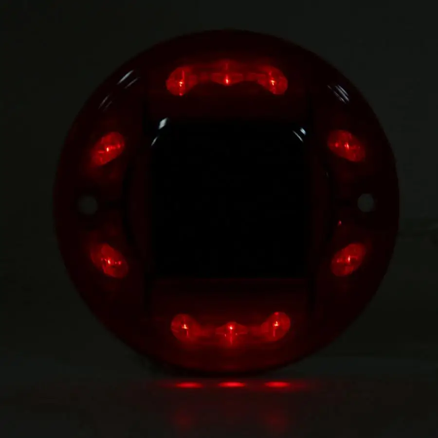 10LED IP68 Водонепроницаемые красные солнечные фонари со штырем для дорожного освещения круглый дорожный путь туннель