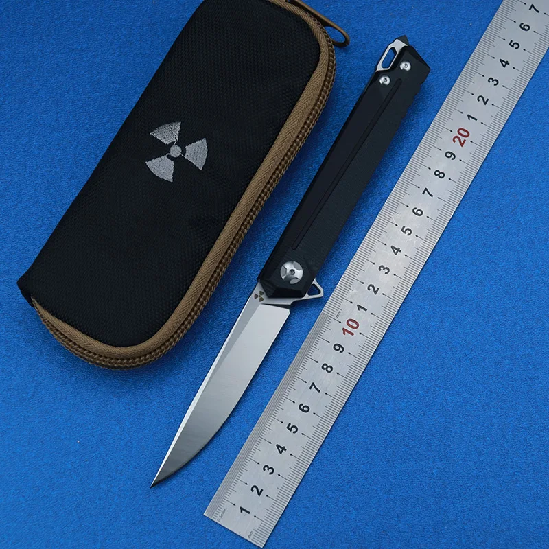 

LEMIFSHE Flipper JK3311-G10 D2 steel blade G10+steel handle outdoor hunting pocket kitchen fruit folding knife EDC tool