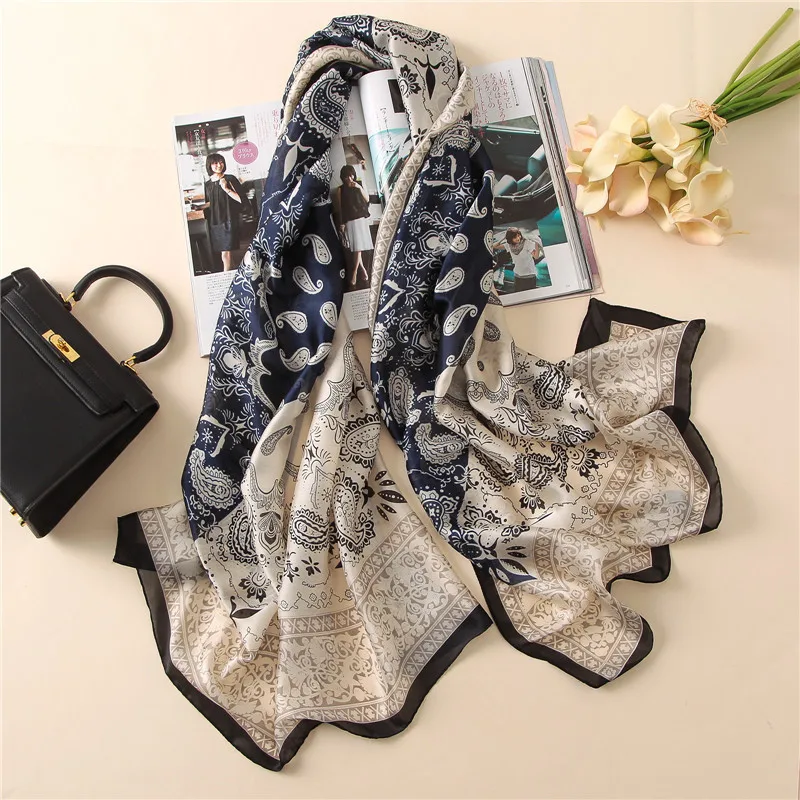 

Women Silk Scarf Stylish Paisley Large Luxury Foulard Soft Shawl Blanket Smooth Wrap NEW [3230]