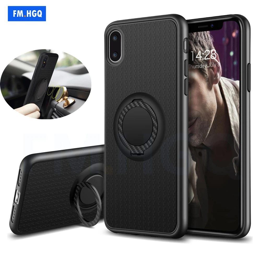 

Phone Case for iPhone X Car Holder Stand Magnetic Suction Bracket Finger Ring Soft TPU Back Cover for iPhone 10 Capa Fundas