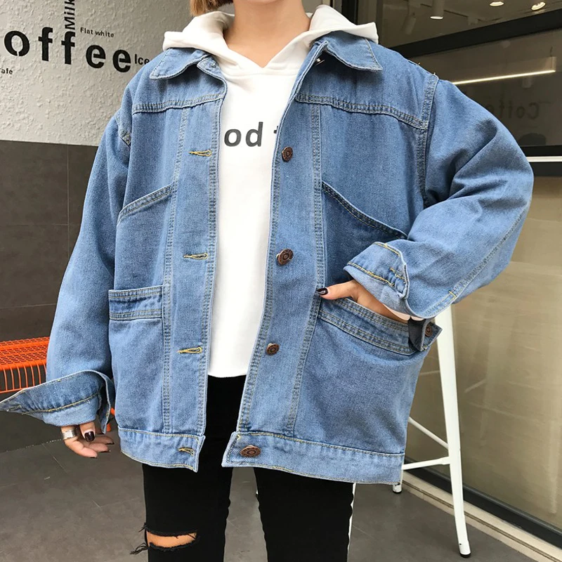 

Denim coat for women spring/fall 2018 new Korean version loose college casual jacket fashion