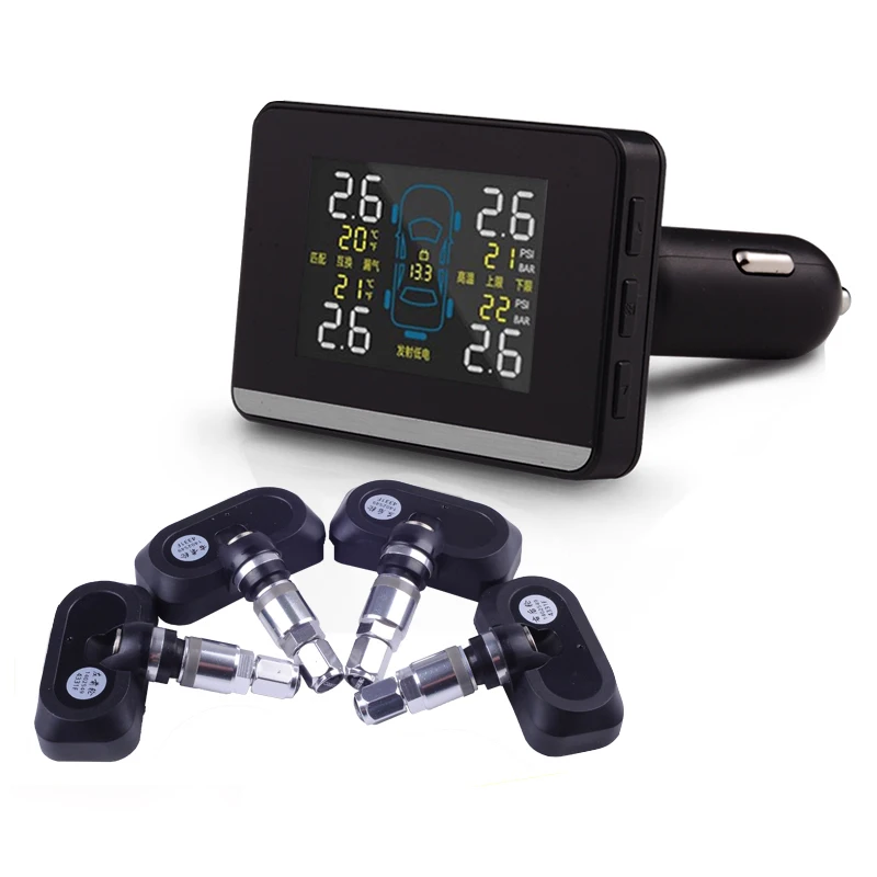 TPMS Авто Беспроводной шин Давление Мониторы ing Системы с 4 Датчики ЖК-дисплей