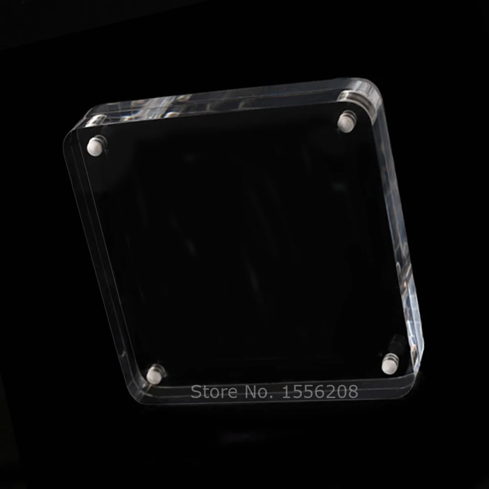 

Clear Acrylic Block Photo Frame Double Sided Magnetic Frameless Picture Holder Postcard Display With Round Corner