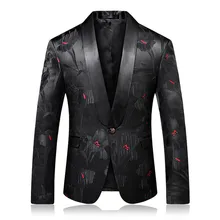 Black Red Blazer Slim Masculino Dresses Uomo Wedding Prom Blazers Single Button For Men Elegant Suit Jacket
