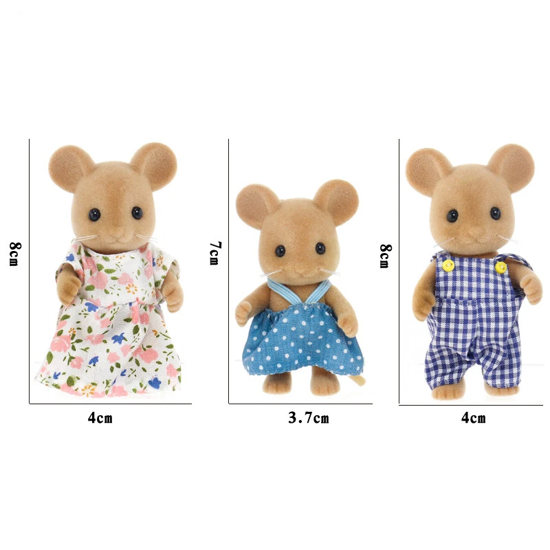 Sylvanian Families кукольный домик пушистые куклы Животные фигурки мышь семья 3 шт. набор Новинка 14548