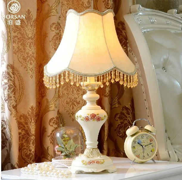 

Fashion bedside table lamp e27 110V 220V W11''*H21'' luxury resin led table lamp for living room,study,home decoration, abajur