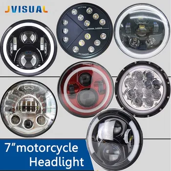 

7" Chrome for Harley 883 Housing Mount Motorcycle LED Headlight With Angle Eyes For Jeep Lada for Harley Honda DYNA for Davison