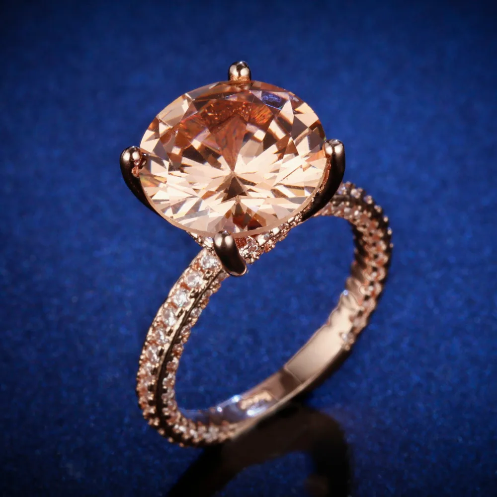 

Original Design Handmade cz unique style round cut rose gold plated Ring Cubic Zirconia Hot Ins sterling silver 925