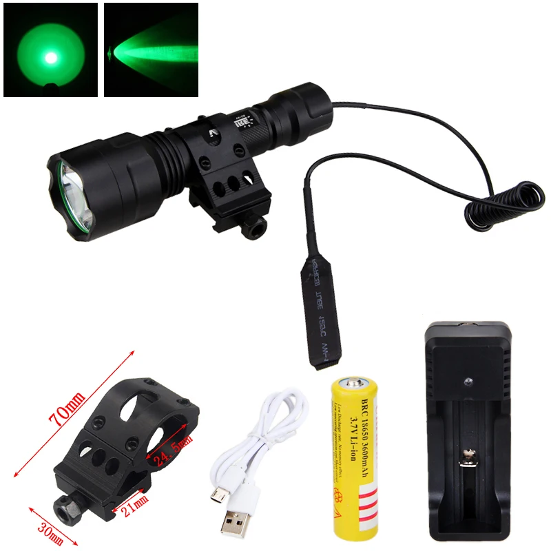 LED Tactical XM L Green Hunting Flashlight Gun Light+Rifle Scope Gun