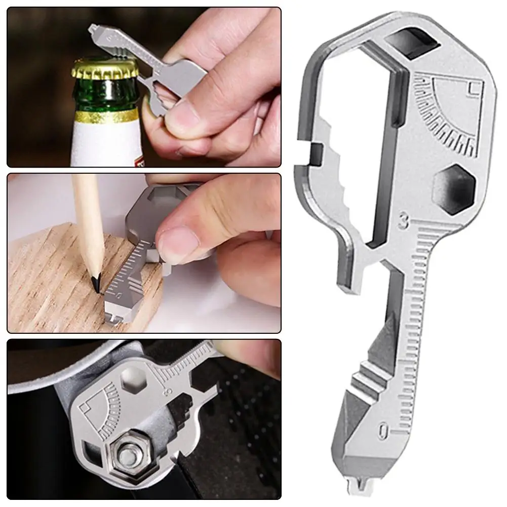 

NEW Multifunctional Key Shape Bottle Opener Screwdriver Ruler Outdoor Survival Tool