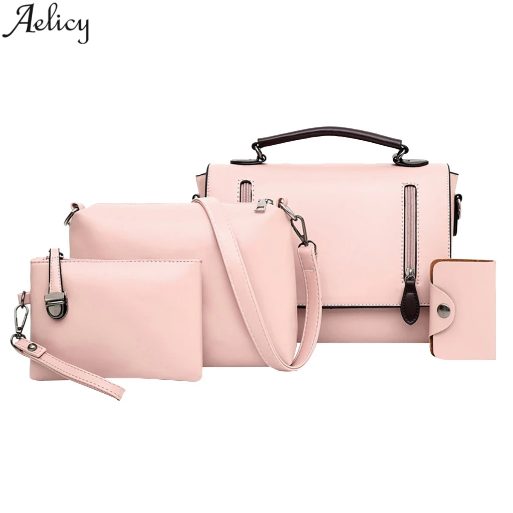

Aelicy 4pcs Retro Luxury Pu Leather Composite Bag Women's Handbag Lady's Messenger Bag Fashion Rivet Crossbody Bags Women Totes
