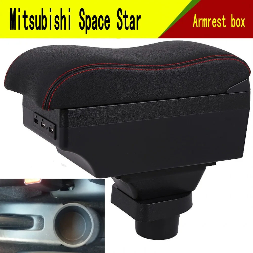 

For Space Star armrest box central Store content Storage box with cup holder USB interface phone holder