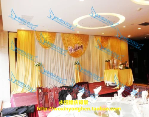 2015 font b Wedding b font font b Backdrops b font with luxurious Gold Swag for