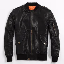 Черная мужская кожаная куртка пилота размера плюс 6XL из натуральной овчины, приталенная, для русской зимы, кожаная куртка Авиатор