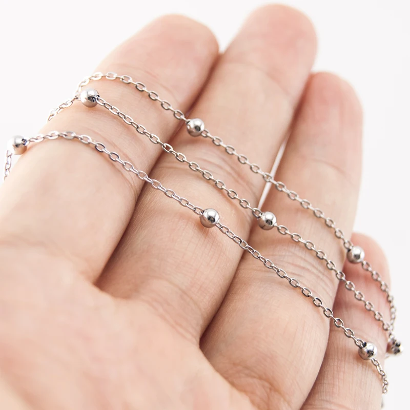 

Stainless Steel Space Ball Chain Necklace 1.2mm Width Rolo Link Chain DIY Jewelry Making Fitting No Clasp Sell 5 meter