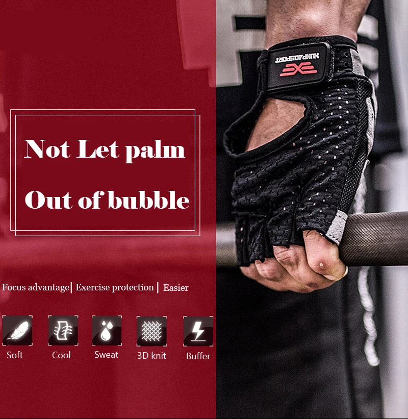 Breathable Gym Gloves Body Building Tough Half Finger Crossfit Gloves Anti-slip Weight Lifting Sport Training Fitness Gloves