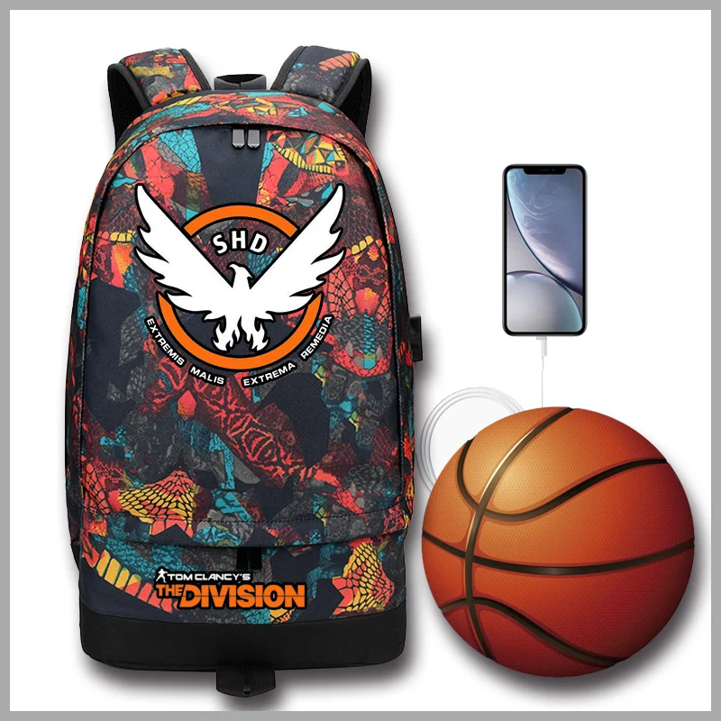 

Tom clancy's The Division Printing Backpack Street Basketball Bags Nylon Laptop Backpack Unisex School Bags Large Travel Bagpack