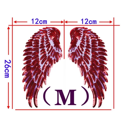 1 пара новая вышивка крыла Кружевная аппликация ткань с пайетками свитер Одежда патч наклейки с блестками футболка diy нашивки украшения - Цвет: Middle Red