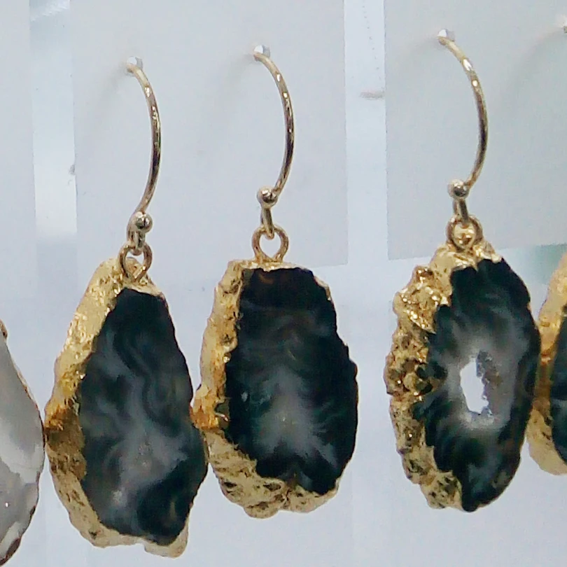 Gold Silver Luxury Natural Stone Earrings Trendy Irregular Natural