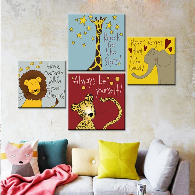 Modern Canvas Art Print Poster Cartoon Animal Painting For Kids Baby Modern Canvas Art Print Poster Cartoon Animal Painting For Kids Baby Room Wall Pictures Oil Paint