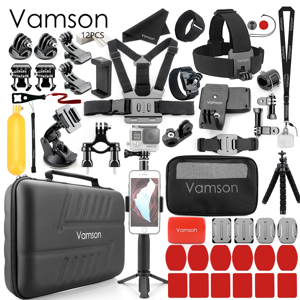 Набор аксессуаров для экшн-камеры Vamson Gopro DJI OSMO Go Pro Hero 7 6 5 монопод штатив Xiaomi yi Mijia