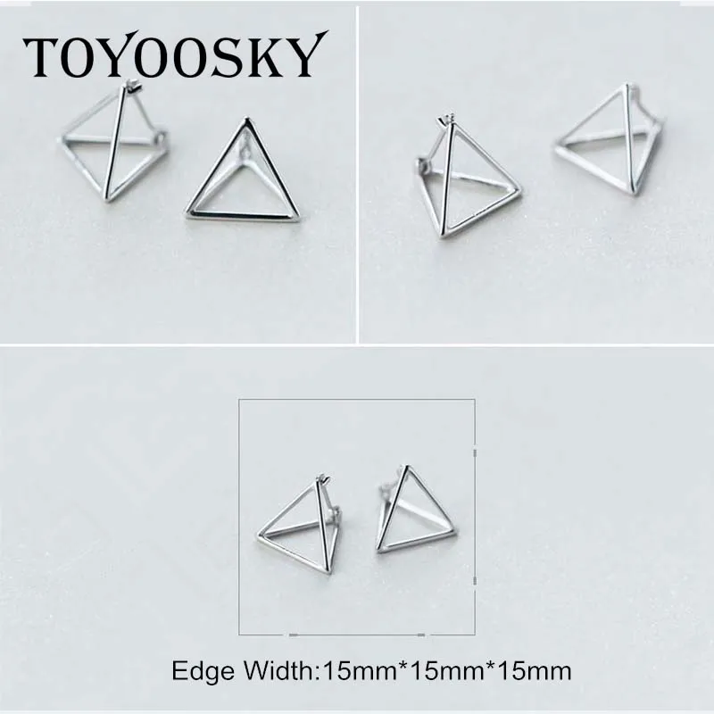 Серьги гвоздики TOYOOSKY с треугольниками простые размеры однотонные