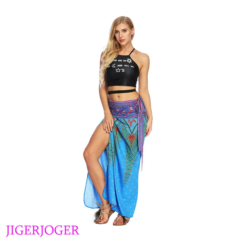JIGERJOGER 2018 высокий пояс в тайском стиле pha sin боковая открытая цельная юбка женские